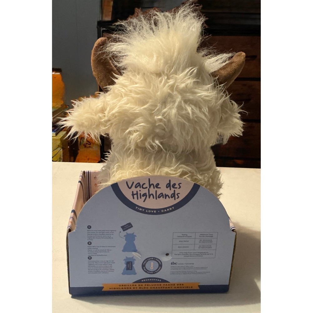 NIB Tiny Love Highland Cow Plush Pillow Heatable Cozy Comfort Warm Pack New - Picture 3 of 3